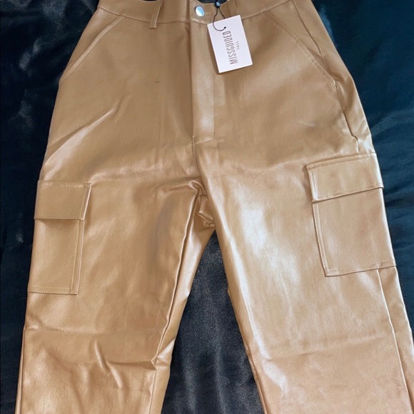 NEW Missguided Toffee Tall Faux leather Cargo Pants | BRAND NEW-NEVER WORN‼️ - Picture 4 of 12